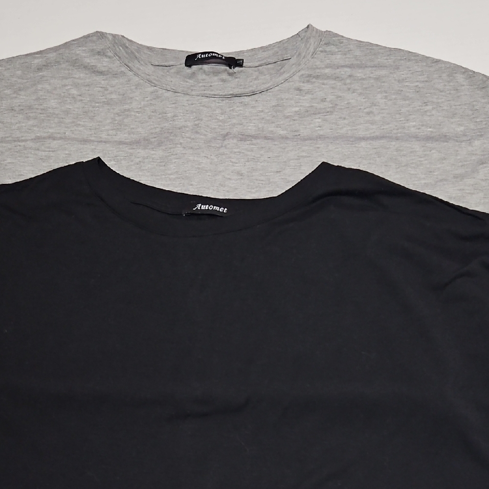 Automet Black and Gray Pull Over T-Shirt Rolled Sleeve Set Of 2 L/XL